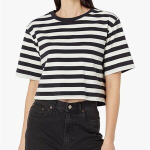 Classic Black and White Striped Crop Top nwt M